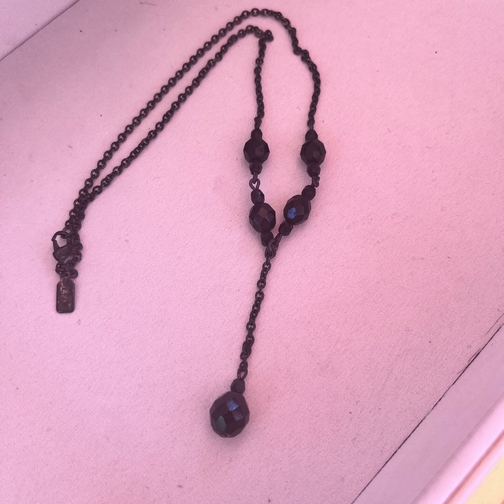 “1928”  Black Beaded Lariet Necklace